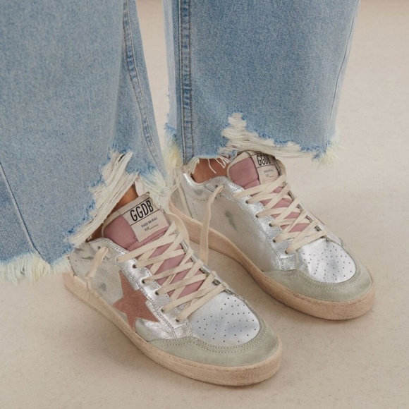 Golden Goose Ball Star Sneaker Silver Metallic Leather/Pink/Ice sz 36 New in Box - Picture 1 of 13